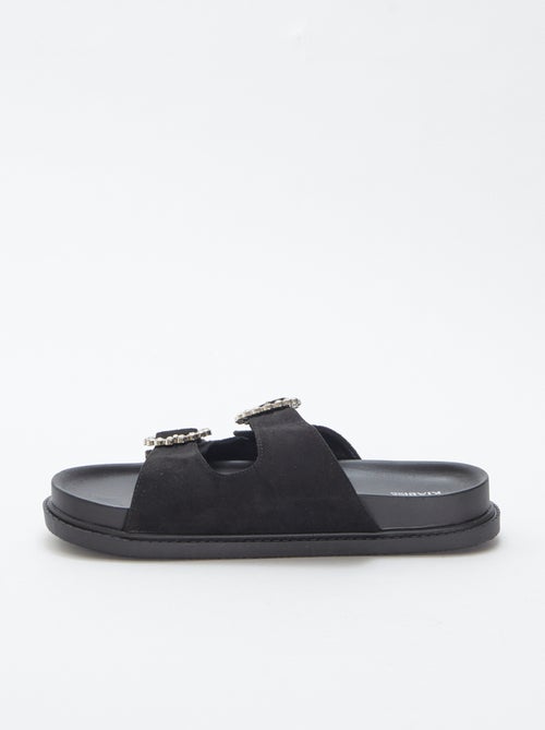 Slippers met twee bandjes met stras - Kiabi