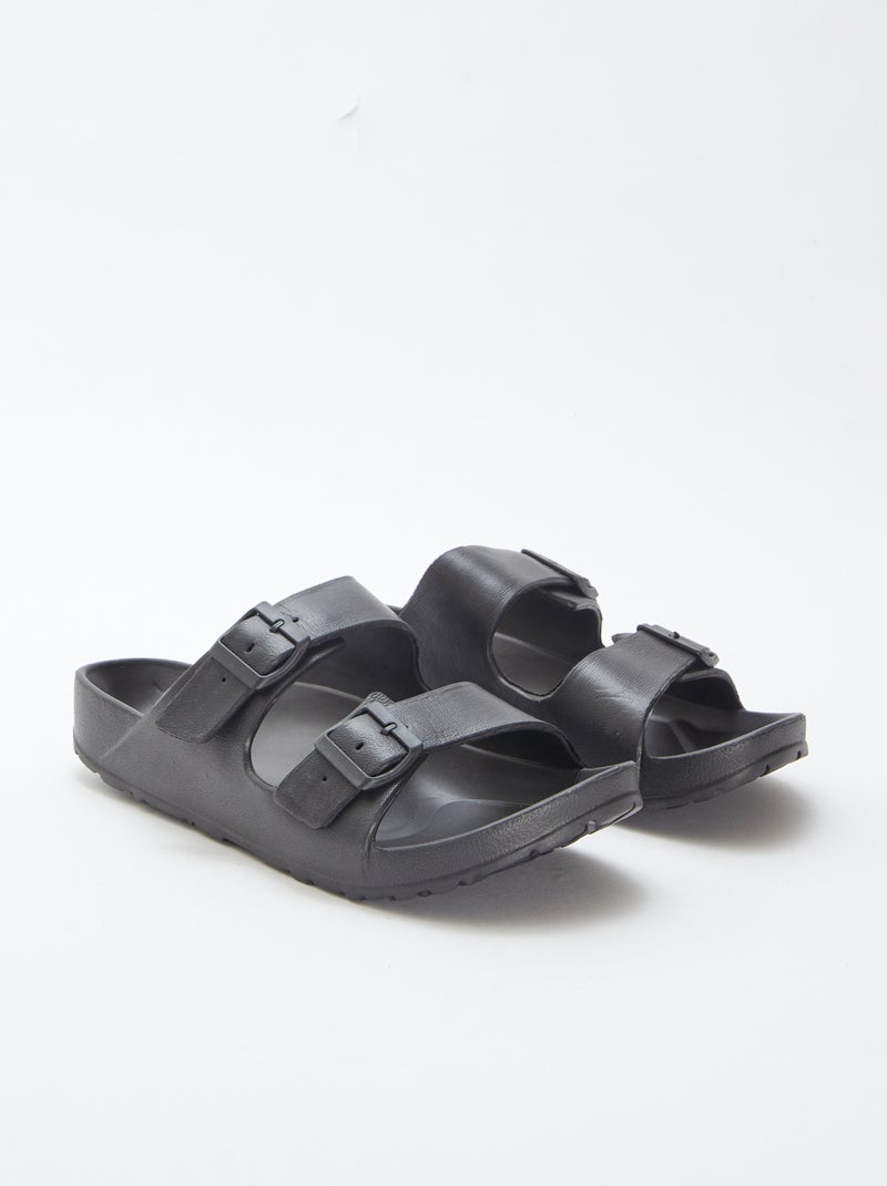 Slippers met twee bandjes van kunststof ZWART - Kiabi