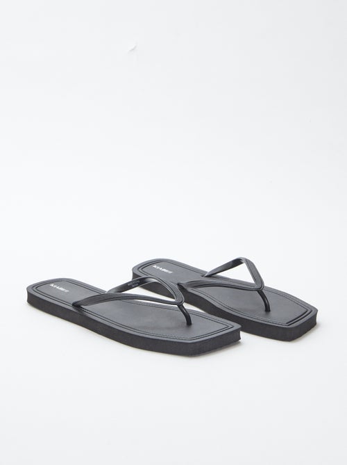 Slippers met vierkante neus en glanzende details - Kiabi