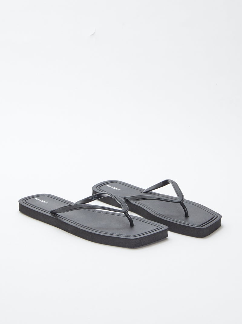 Slippers met vierkante neus en glanzende details ZWART - Kiabi