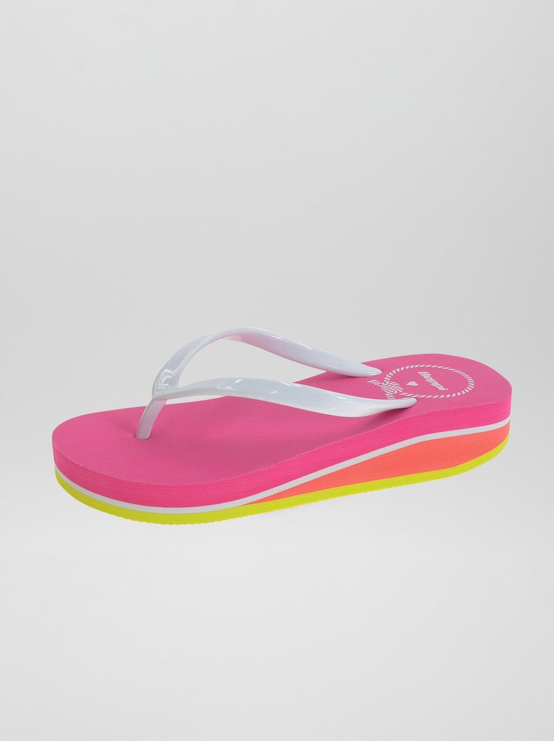 Slippers van schuimstof met sleehak WIT - Kiabi