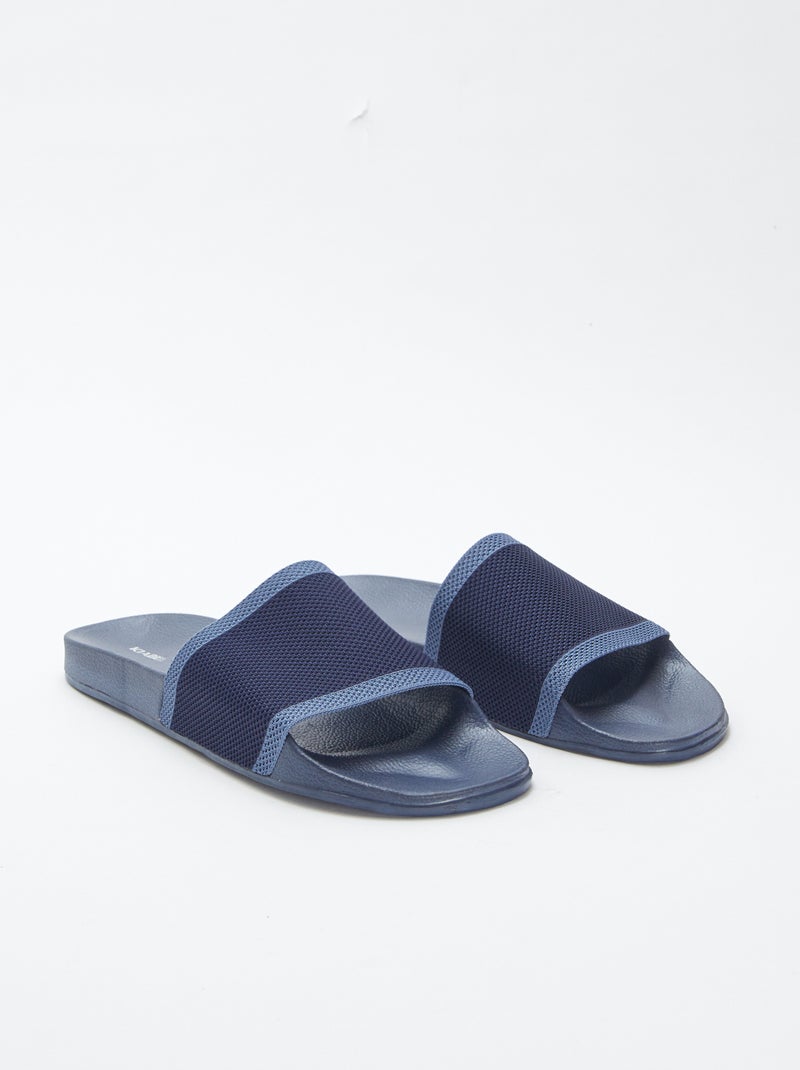 Slippers van twee materialen BLAUW - Kiabi