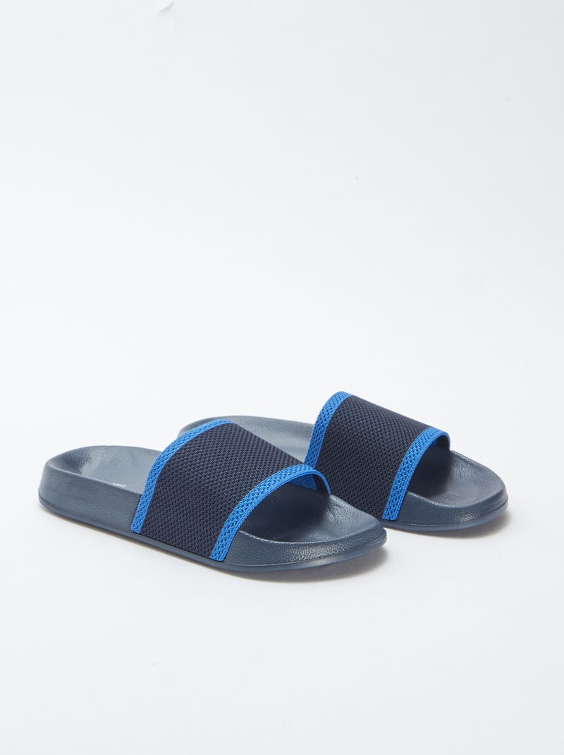 Slippers van twee materialen BLAUW - Kiabi