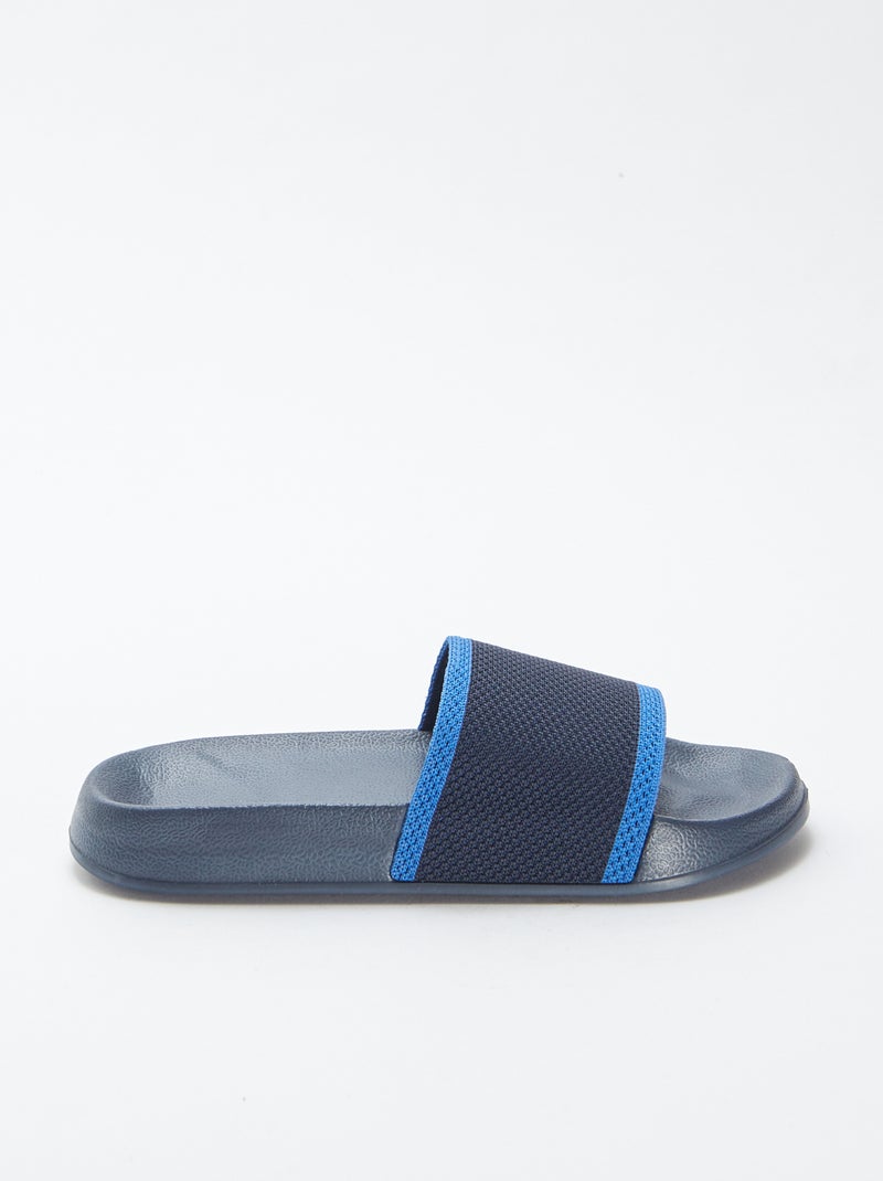 Slippers van twee materialen BLAUW - Kiabi
