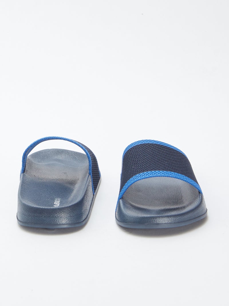 Slippers van twee materialen BLAUW - Kiabi