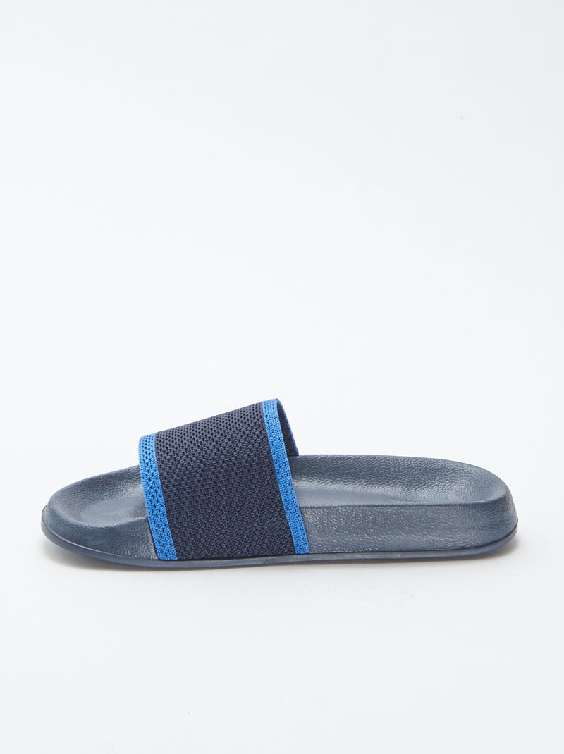 Slippers van twee materialen BLAUW - Kiabi