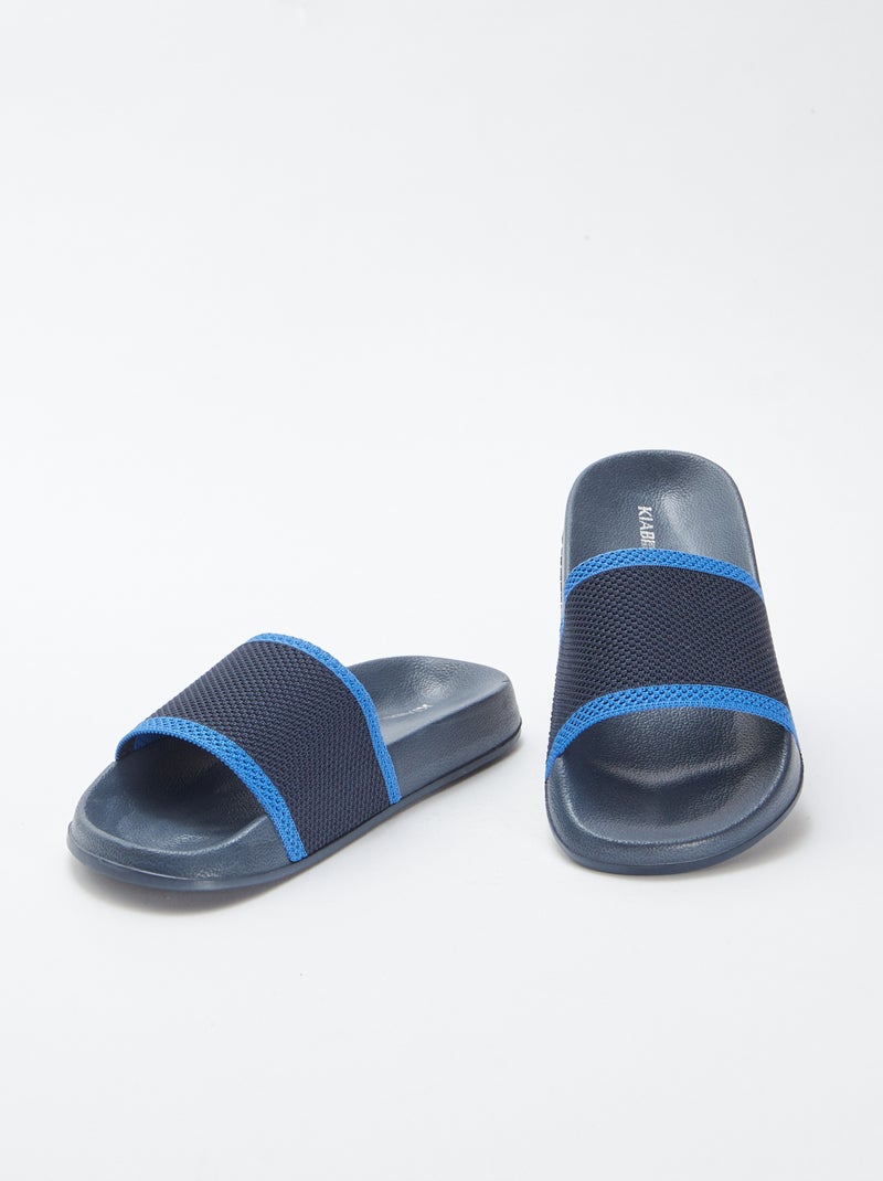 Slippers van twee materialen BLAUW - Kiabi