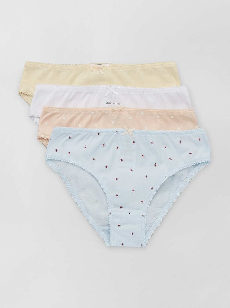 Slips van jersey met strikje - Set van 4 BLAUW - Kiabi