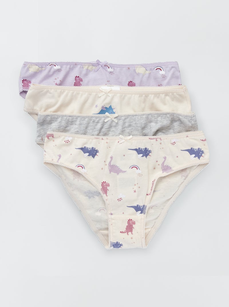 Slips van jersey met strikje - Set van 4 ROSE - Kiabi