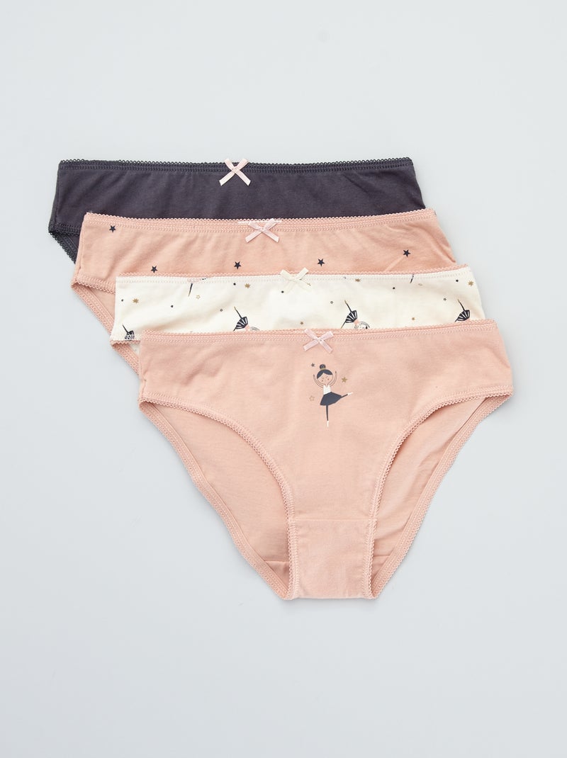 Slips van jersey met strikje - Set van 4 ROSE - Kiabi