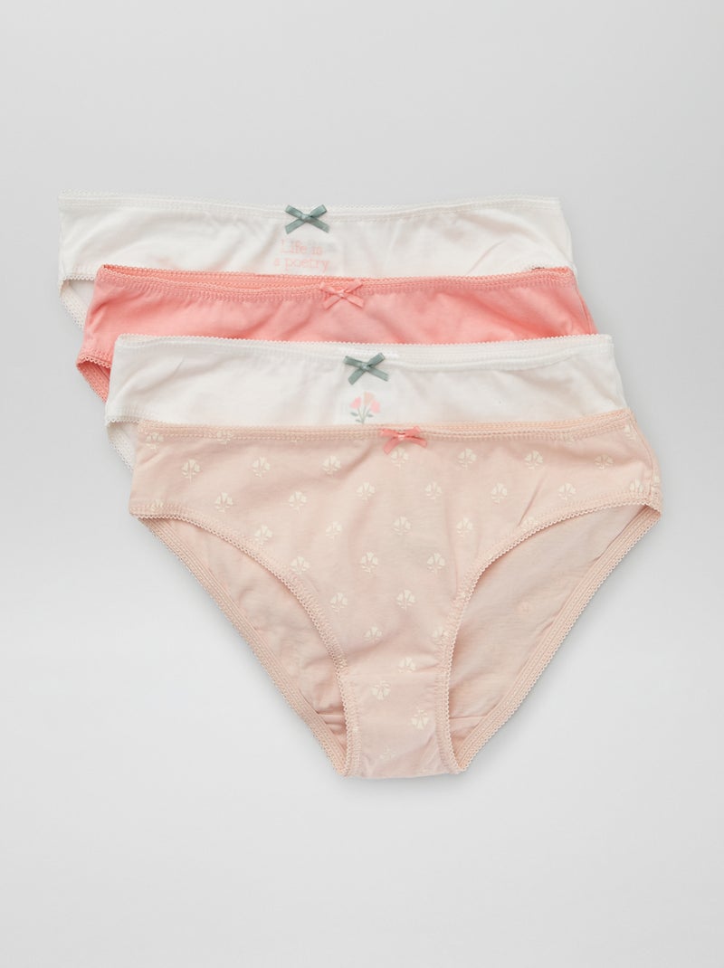Slips van jersey met strikje - Set van 4 ROSE - Kiabi