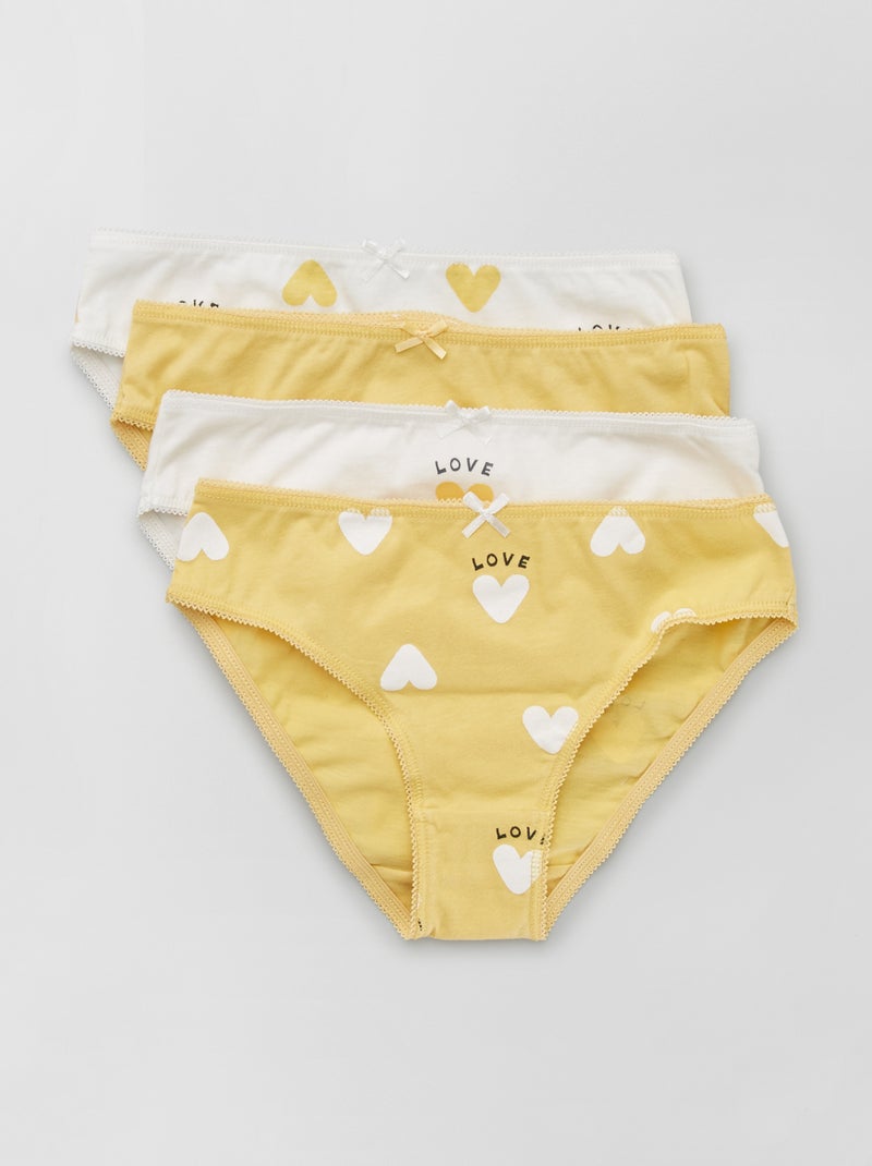 Slips van jersey met strikje - Set van 4 WIT - Kiabi