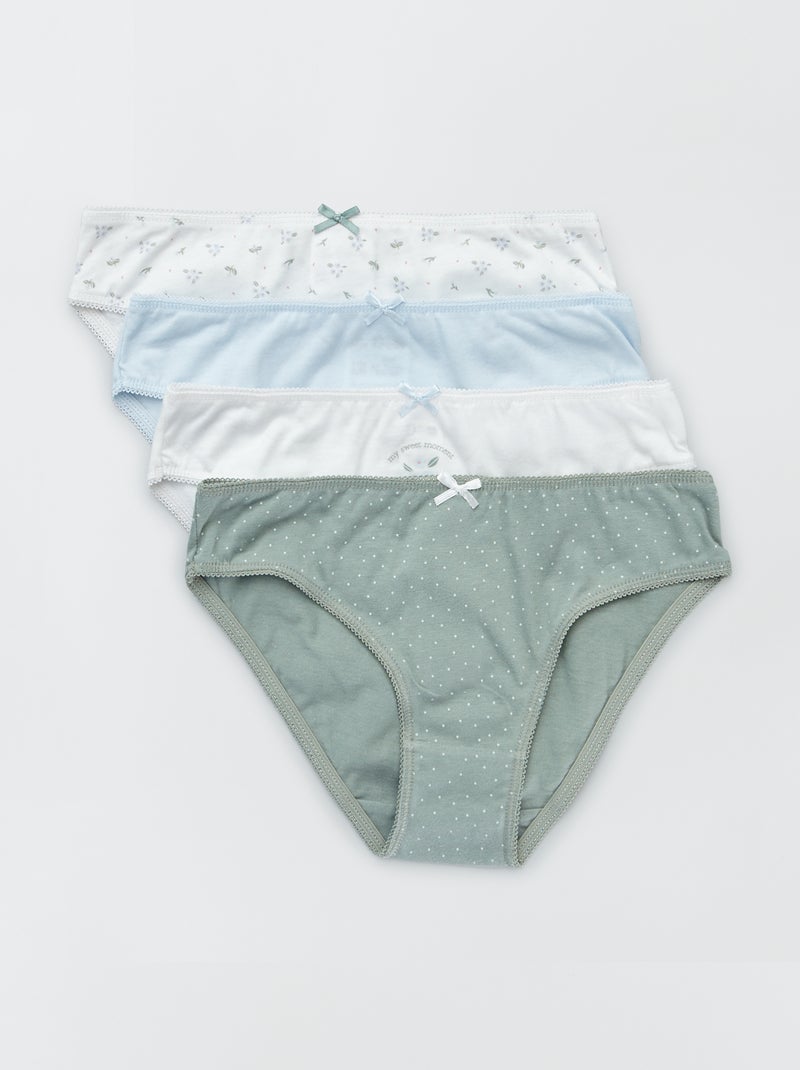 Slips van jersey met strikje - Set van 4 WIT - Kiabi