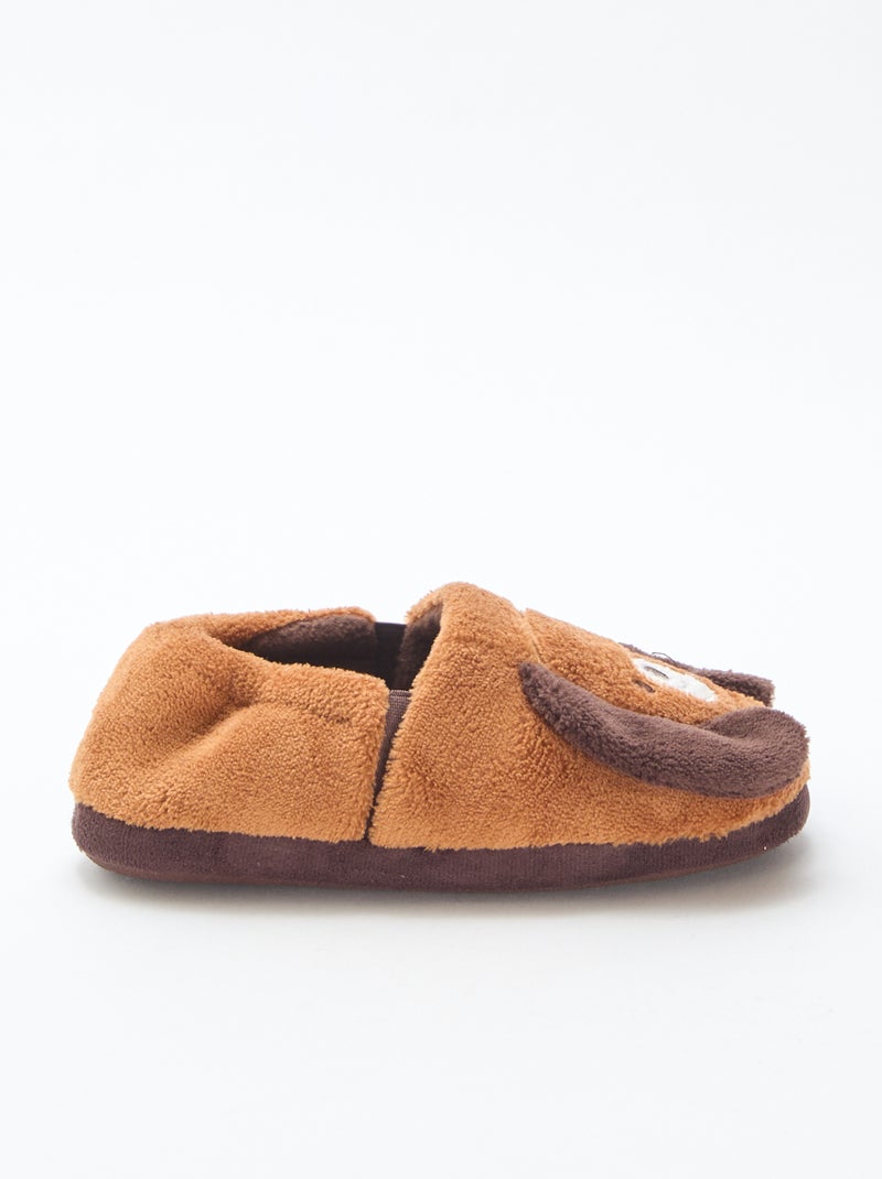 Sloffen 'hondjes' met applicatie in reliëf Bruin - Kiabi