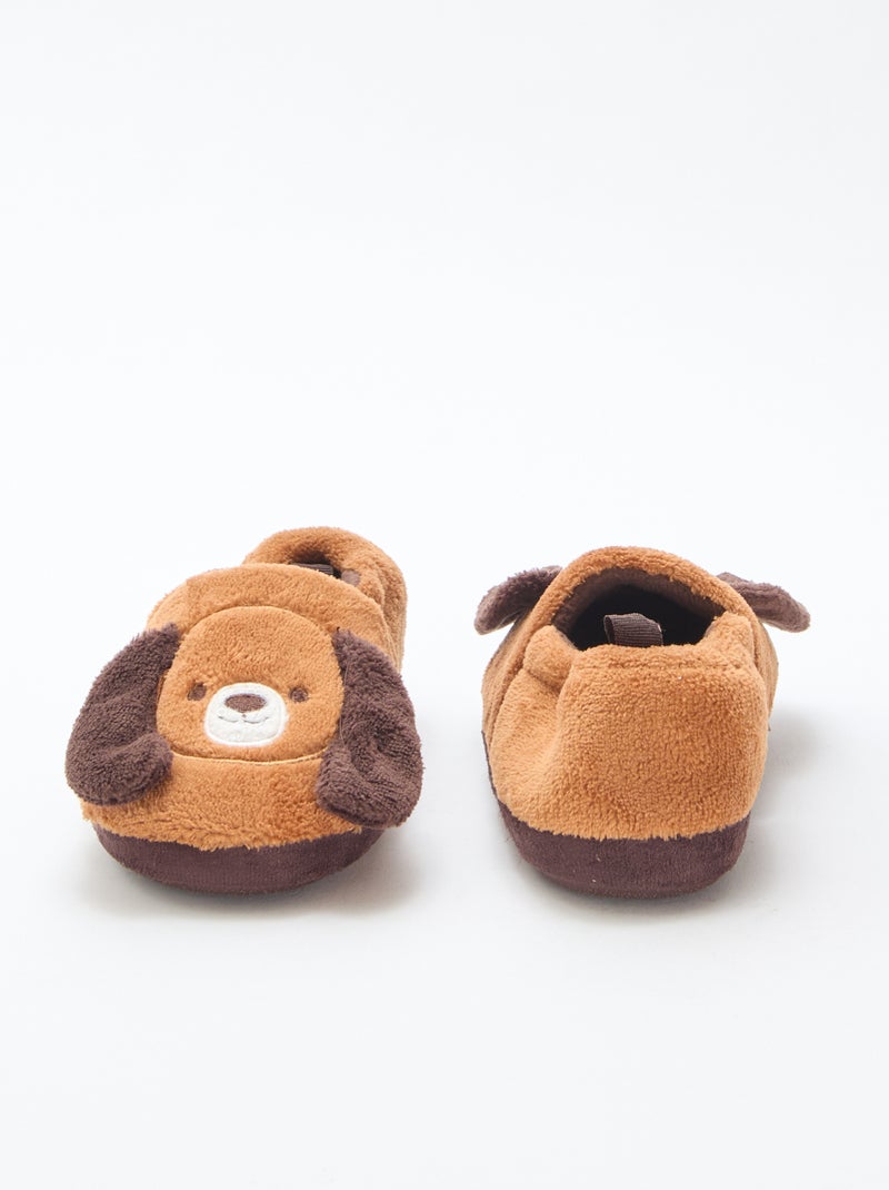 Sloffen 'hondjes' met applicatie in reliëf Bruin - Kiabi
