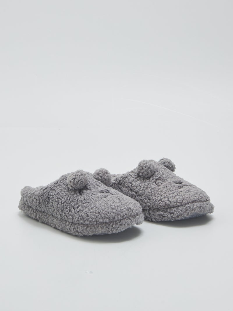 Sloffen in slippermodel met dierenprint GRIJS - Kiabi