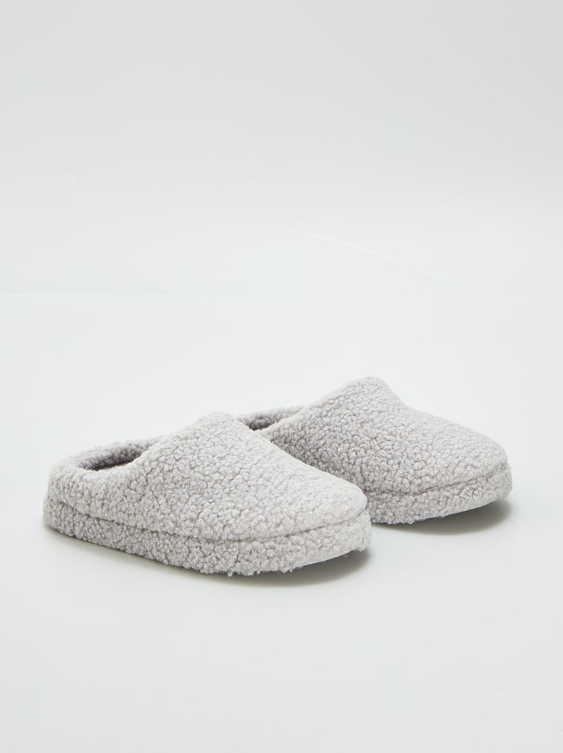 Sloffen in slippermodel met schapenvacht effect GRIJS - Kiabi