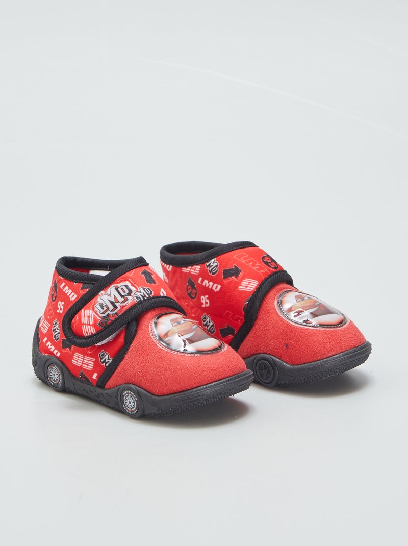 Sloffen met klittenband en Cars-print ROOD - Kiabi