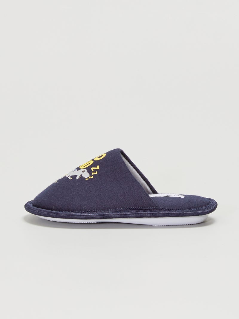 Sloffen met print 'Dino Sound' marineblauw - Kiabi