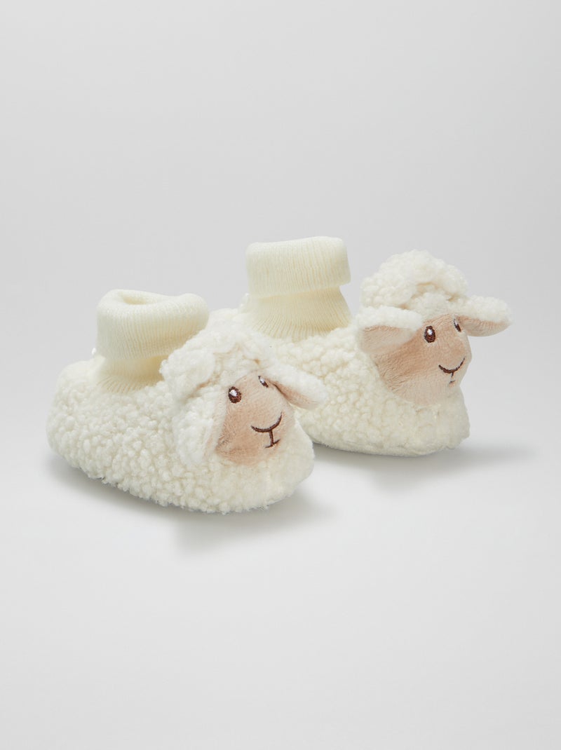 Sloffen met schapenvacht effect met dierenprint BIEGE - Kiabi