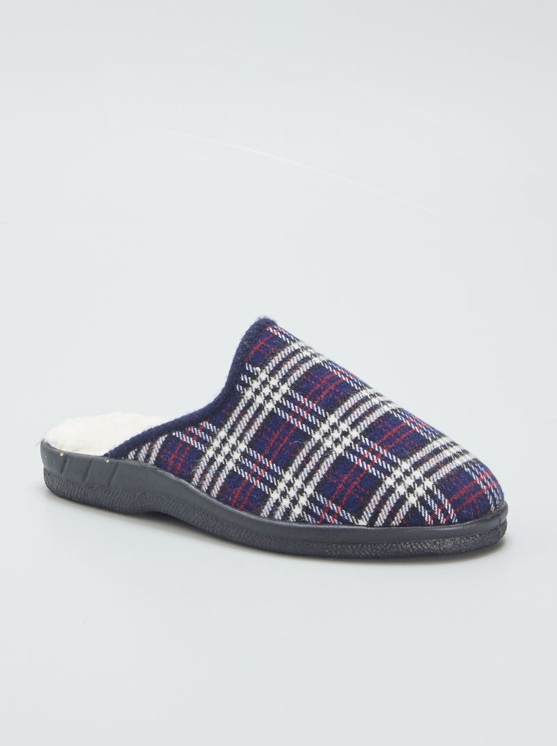 Sloffen met voering met schapenvacht effect | Instappermodel BLAUW - Kiabi