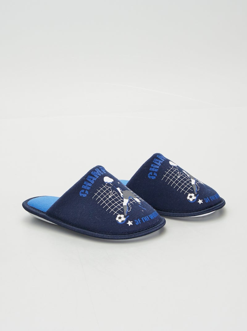 Sloffen | Slippermodel met print BLAUW - Kiabi