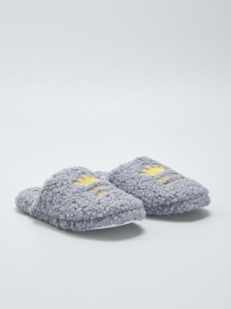 Sloffen van bouclé in slippermodel GRIJS - Kiabi