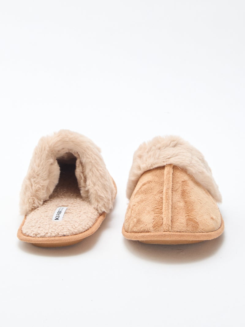 Sloffen van imitatiebont | Instappermodel Biege - Kiabi