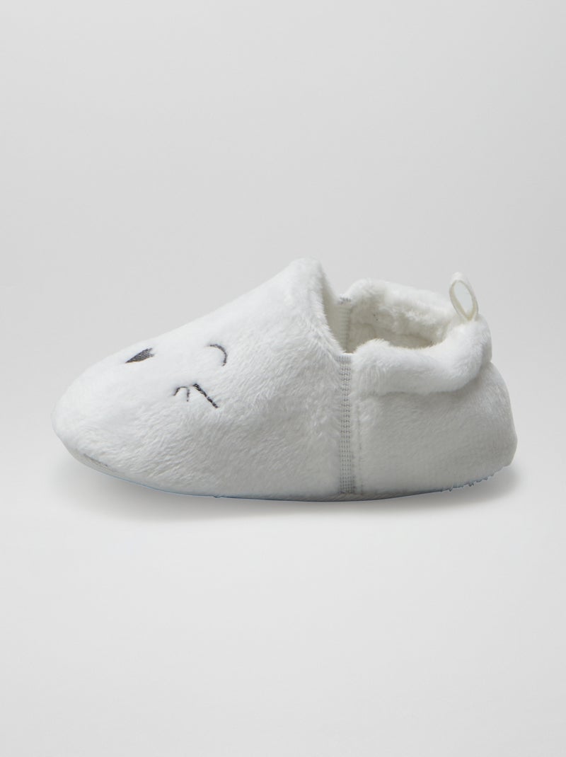 Sloffen van velours WIT - Kiabi