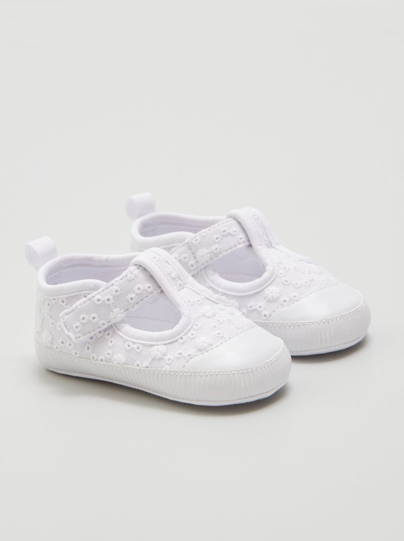 Sneakers met bandje in ajourstof WIT - Kiabi