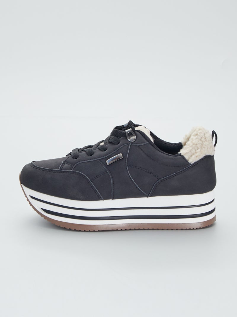 Sneakers met dikke zool zwart - Kiabi