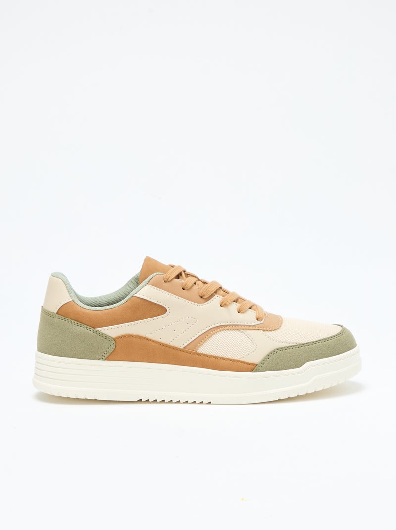 Sneakers met driekleurige inzetstukken Biege - Kiabi