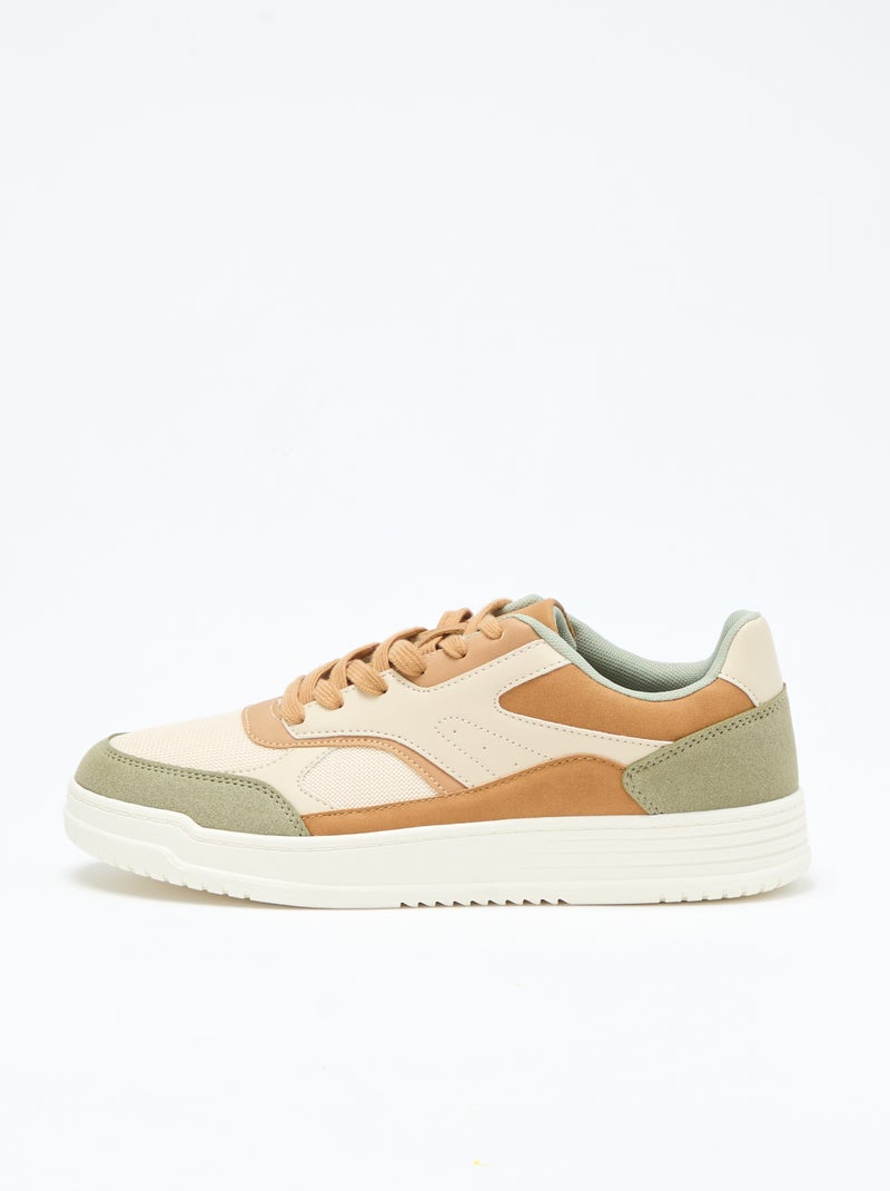 Sneakers met driekleurige inzetstukken Biege - Kiabi