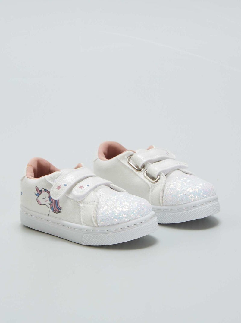 Sneakers met eenhoornprint WIT - Kiabi