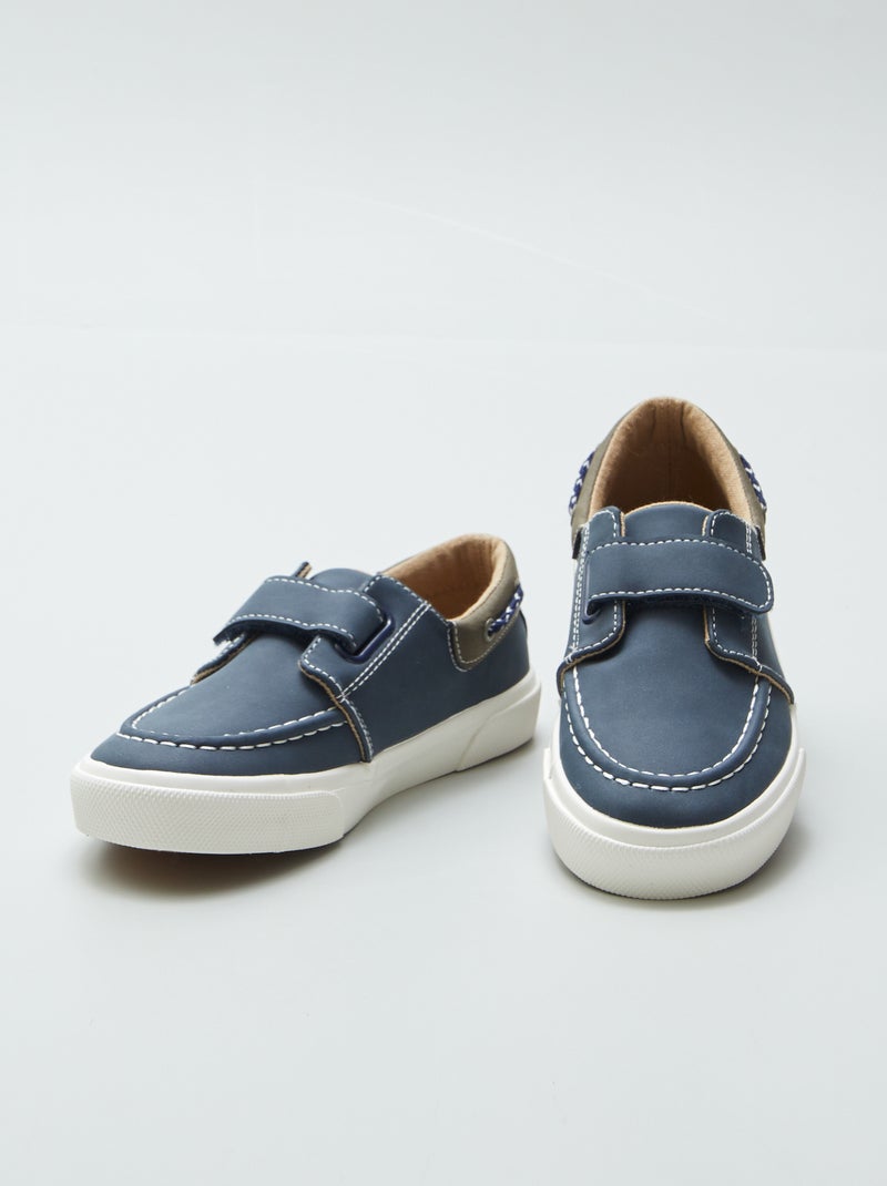 Sneakers met klittenband - bootschoenmodel BLAUW - Kiabi