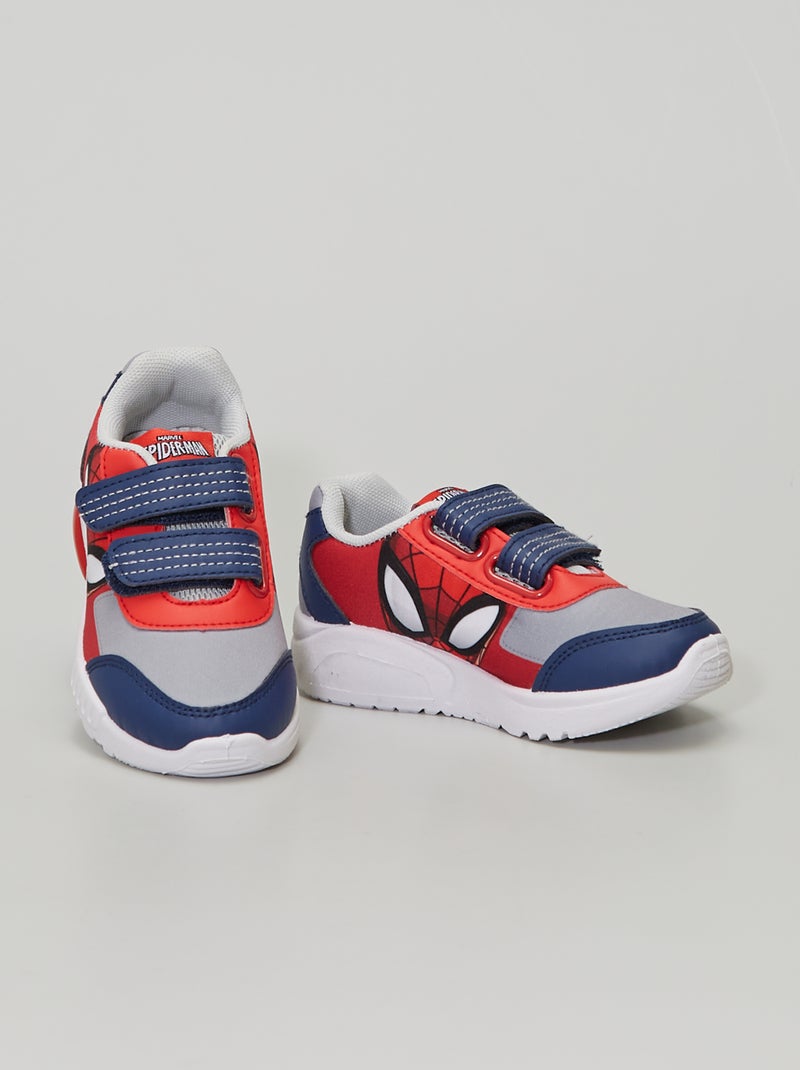 Sneakers met klittenband en Spider-Man-print grijs - Kiabi