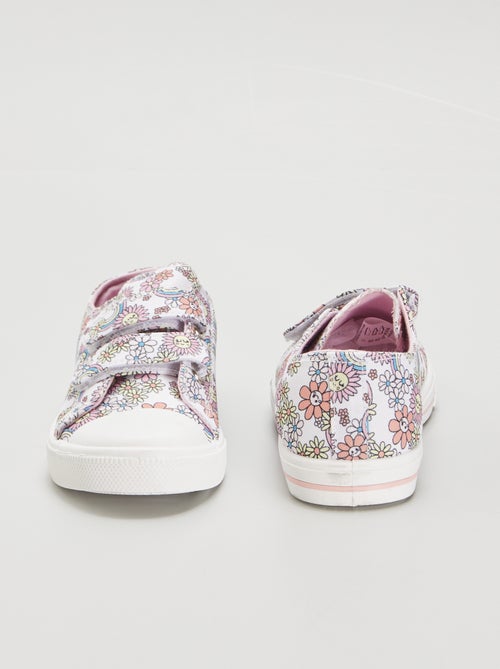 Sneakers met klittenbanden en bloemenprint - Kiabi