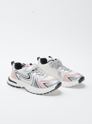 Sneakers met klittenbanden en veters