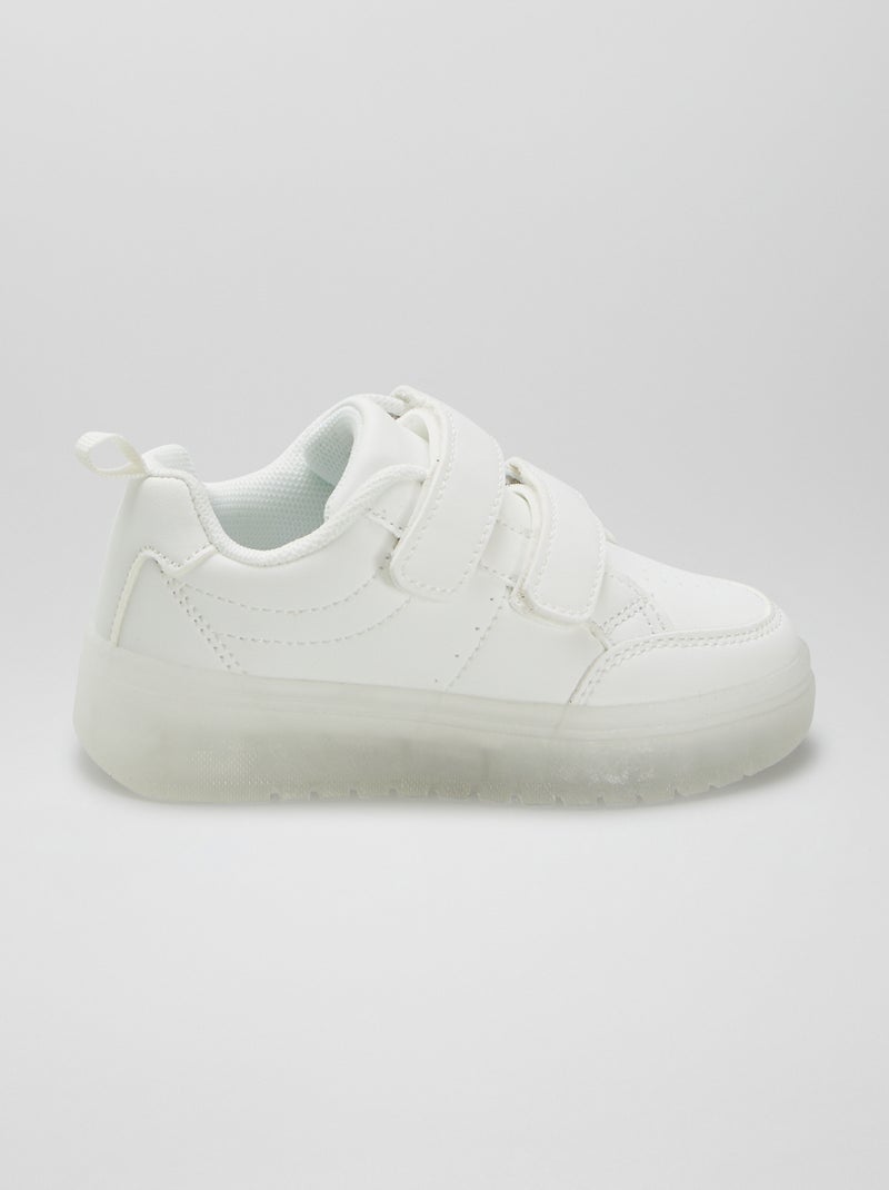 Sneakers met klittenbanden en zool met doorkijkeffect WIT - Kiabi