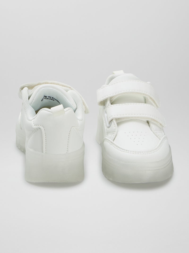 Sneakers met klittenbanden en zool met doorkijkeffect WIT - Kiabi