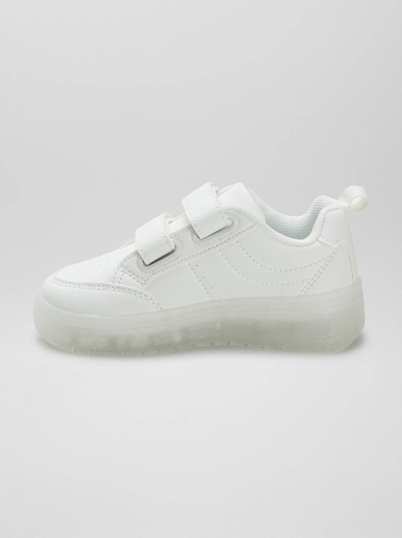 Sneakers met klittenbanden en zool met doorkijkeffect WIT - Kiabi