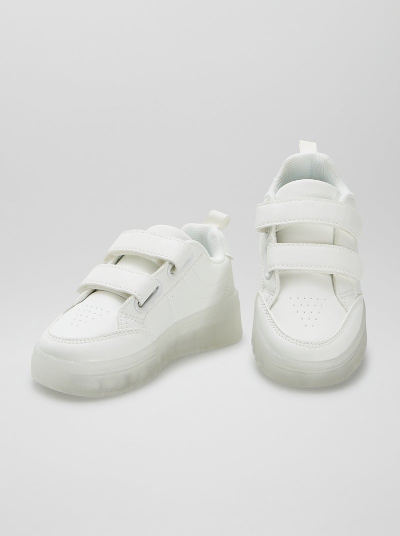 Sneakers met klittenbanden en zool met doorkijkeffect WIT - Kiabi