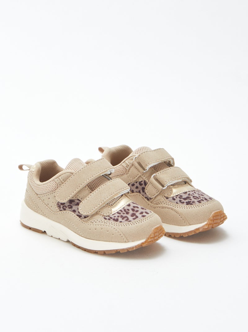 Sneakers met luipaardprint | Hardloopmodel Biege - Kiabi