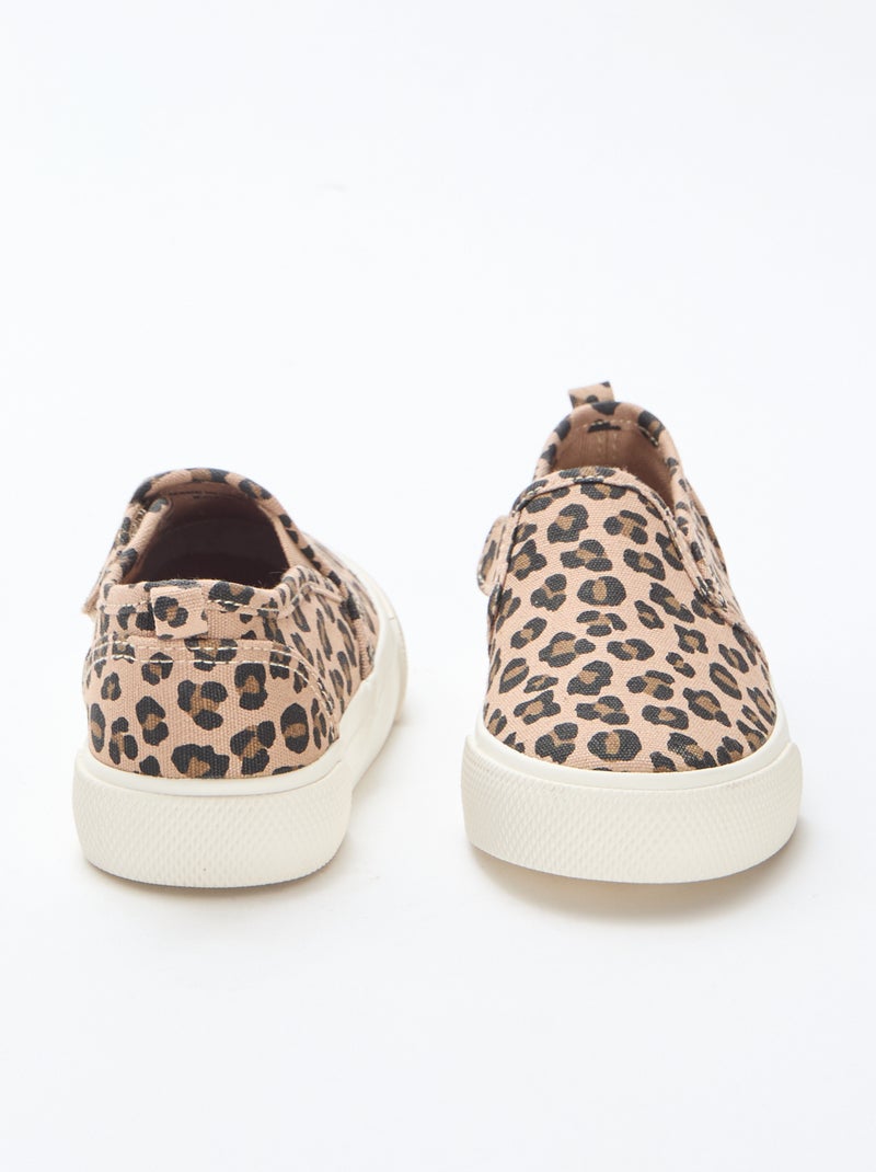 Sneakers met luipaardprint | Slip-onmodel Bruin - Kiabi