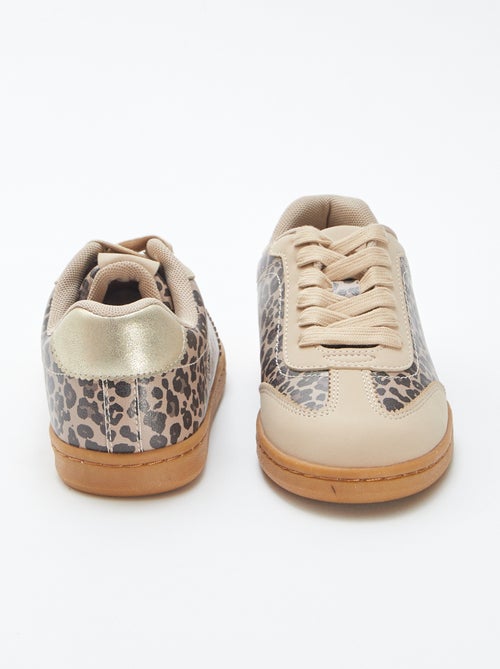 Sneakers met veters en luipaardmotief - Kiabi