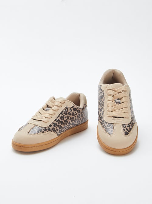 Sneakers met veters en luipaardmotief - Kiabi