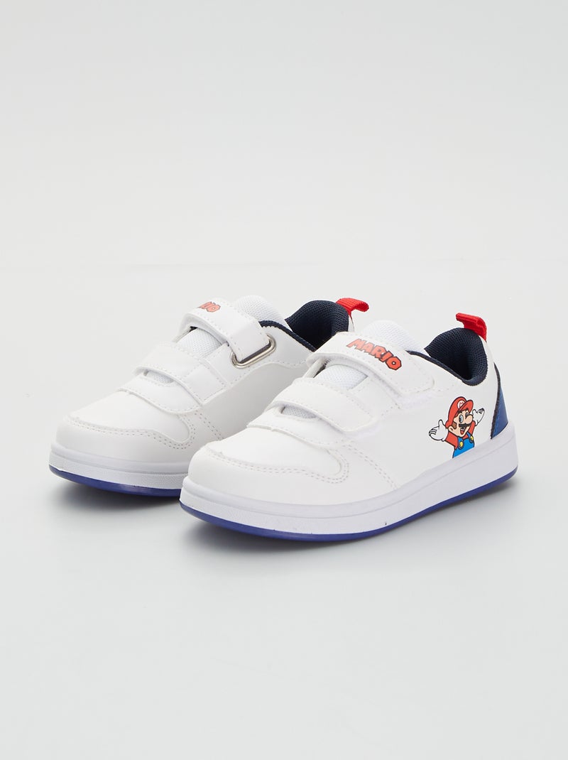 Sneakers van imitatieleer met klittenband 'Mario' wit - Kiabi