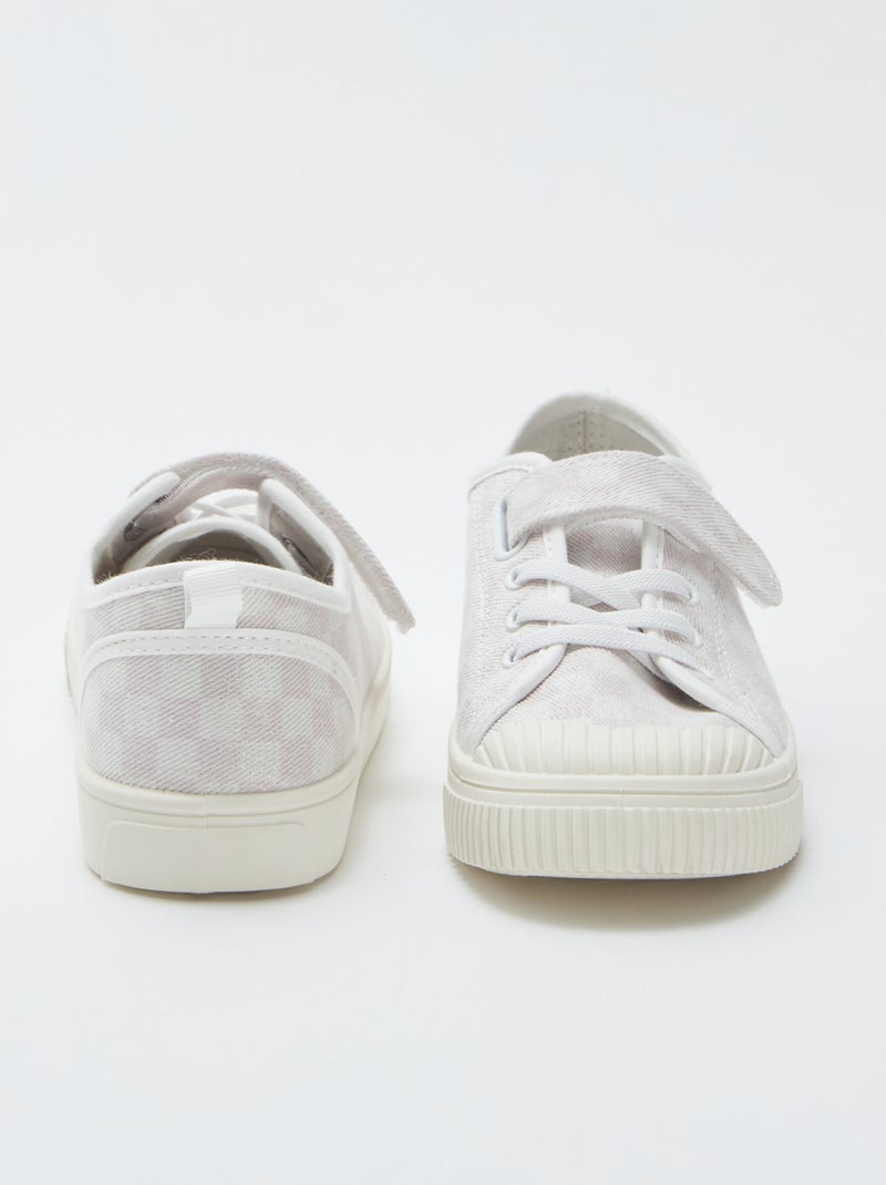 Sneakers van ribstof met klittenband ROOD - Kiabi