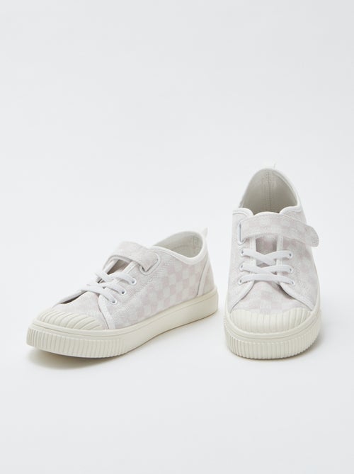 Sneakers van ribstof met klittenband - Kiabi