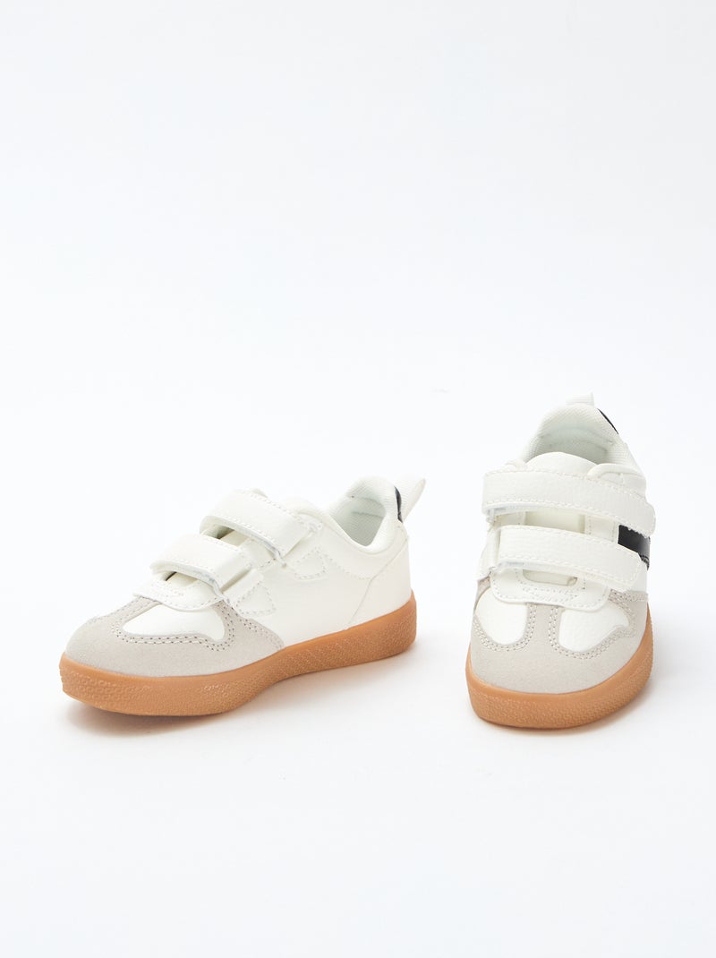 Sneakers van suèdine met klittenband Wit - Kiabi